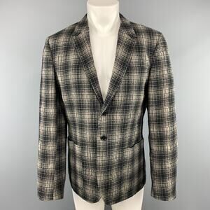 PS by PAUL SMITH Chest Size 40 Plaid Black & Grey Wool / Cotton Sport Coat
